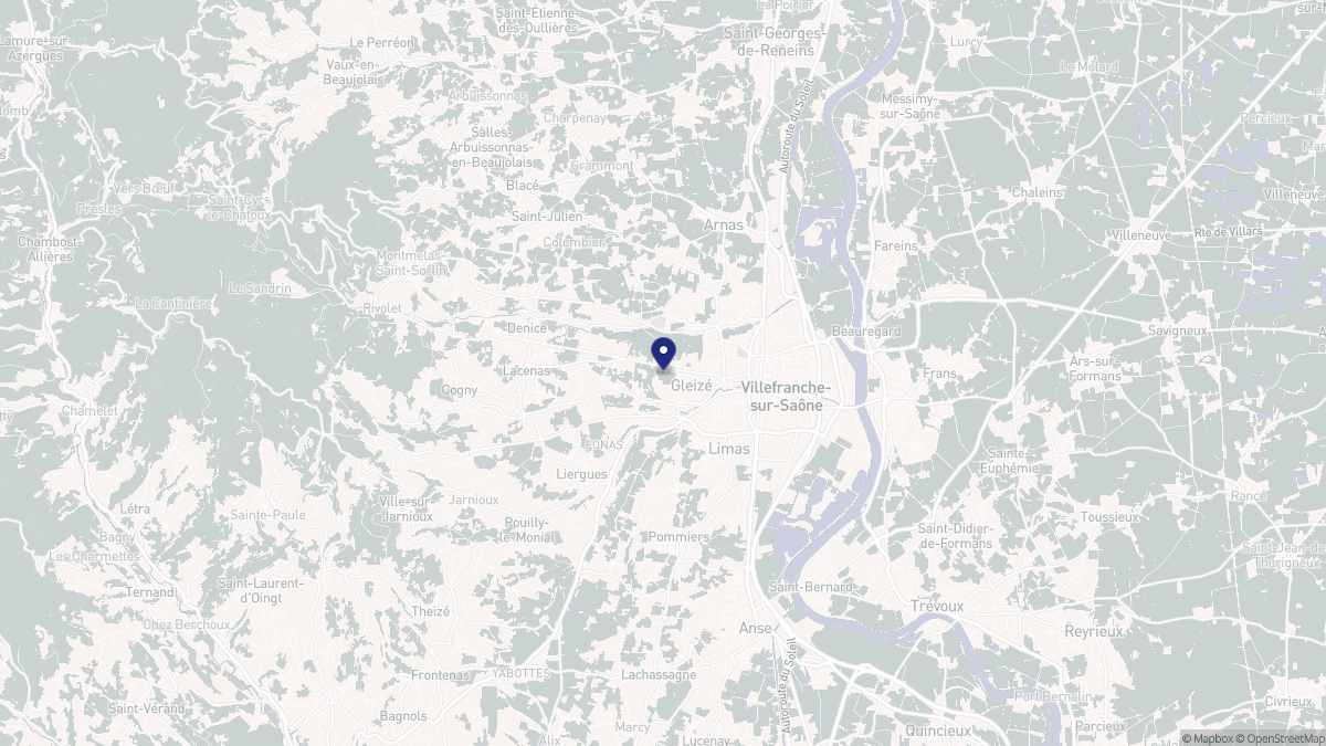 Aperçu cartographique de Gleizé, centré sur la commune