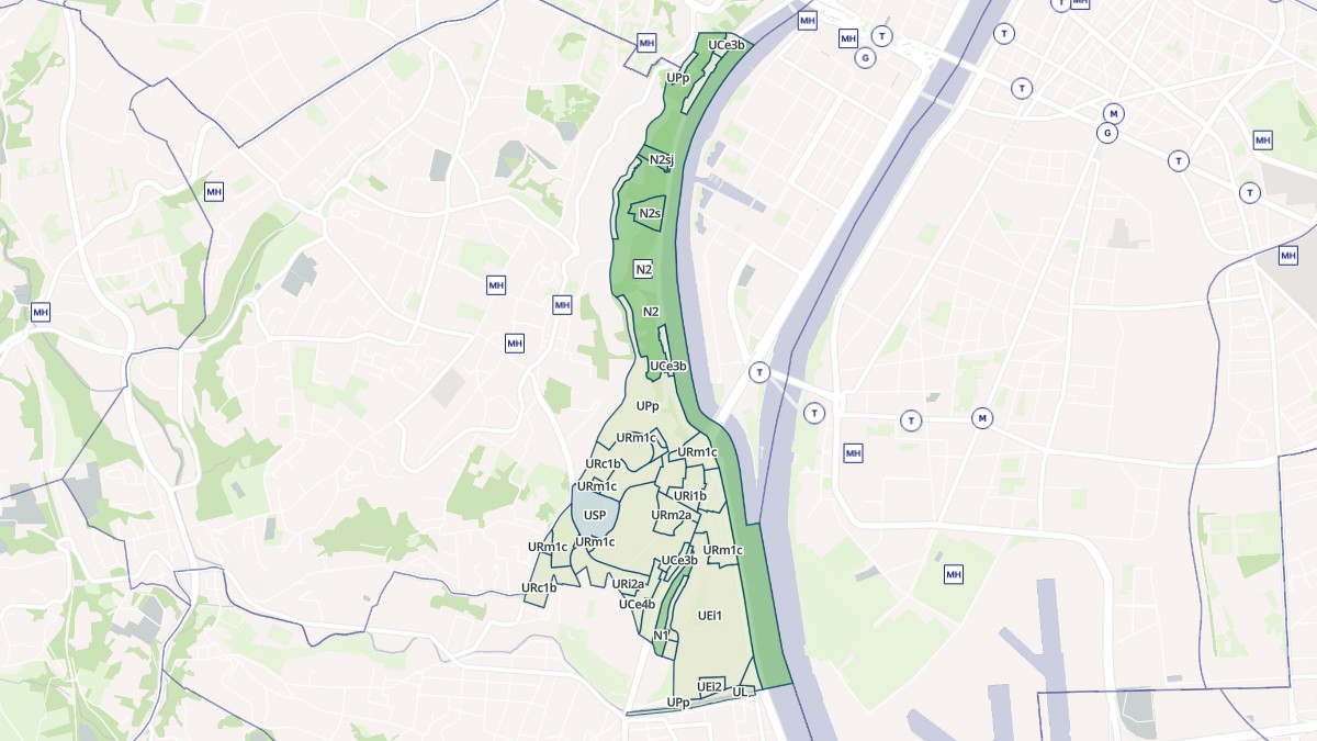 Aperçu cartographique de La Mulatière, centré sur la commune
