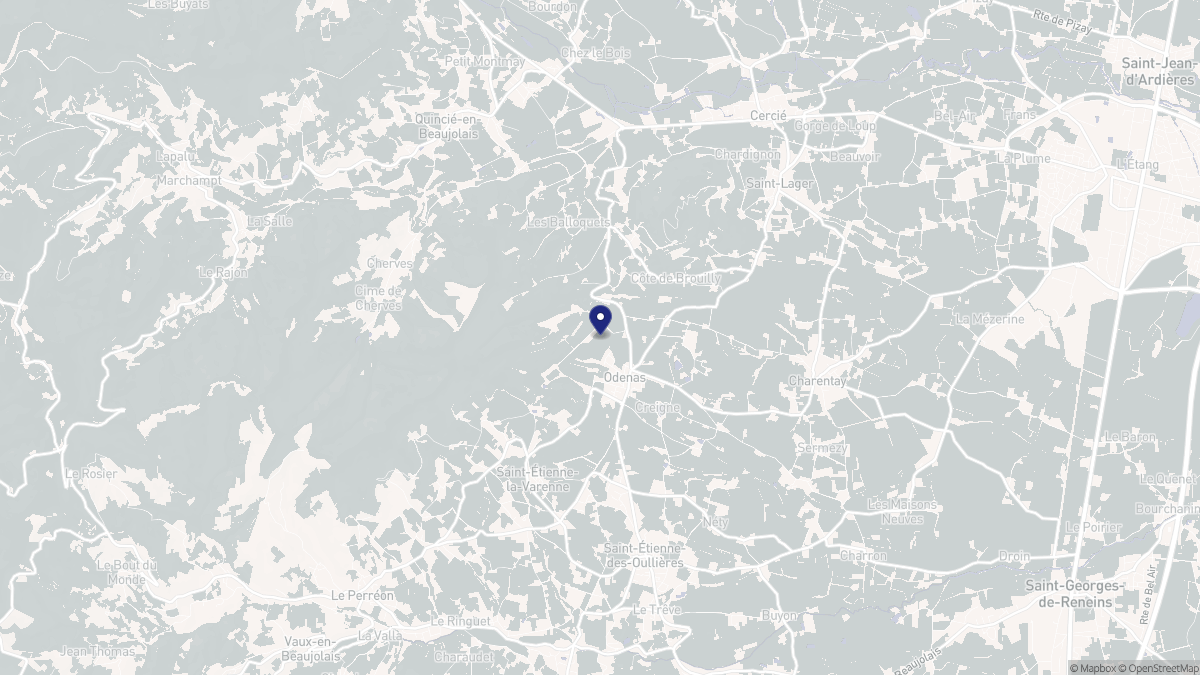 Aperçu cartographique de Odenas, centré sur la commune