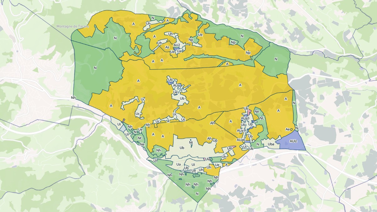 Aperçu cartographique de Vindry-sur-Turdine, centré sur la commune