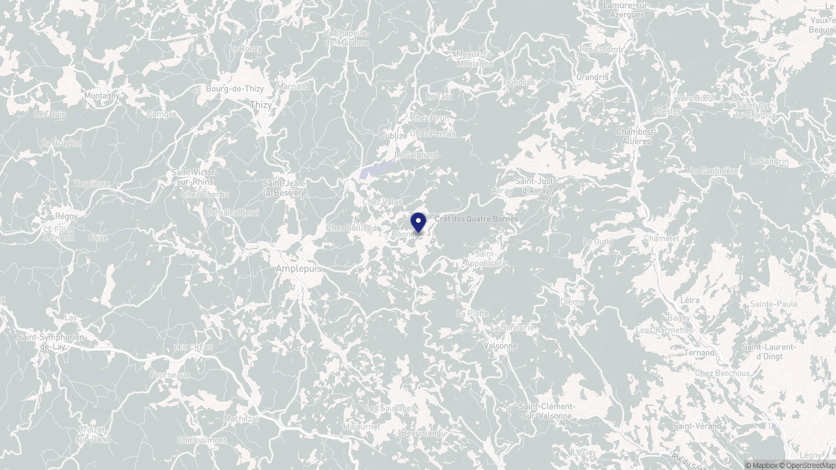 Aperçu cartographique de Ronno, centré sur la commune