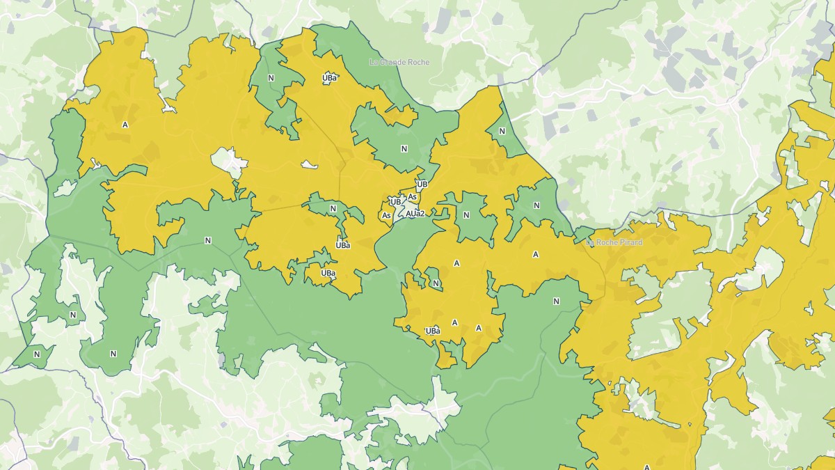 Aperçu cartographique de Saint-Bonnet-des-Bruyères, centré sur la commune