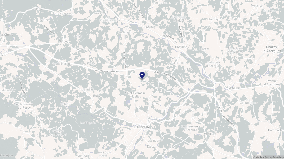 Aperçu cartographique de Saint-Germain-Nuelles, centré sur la commune