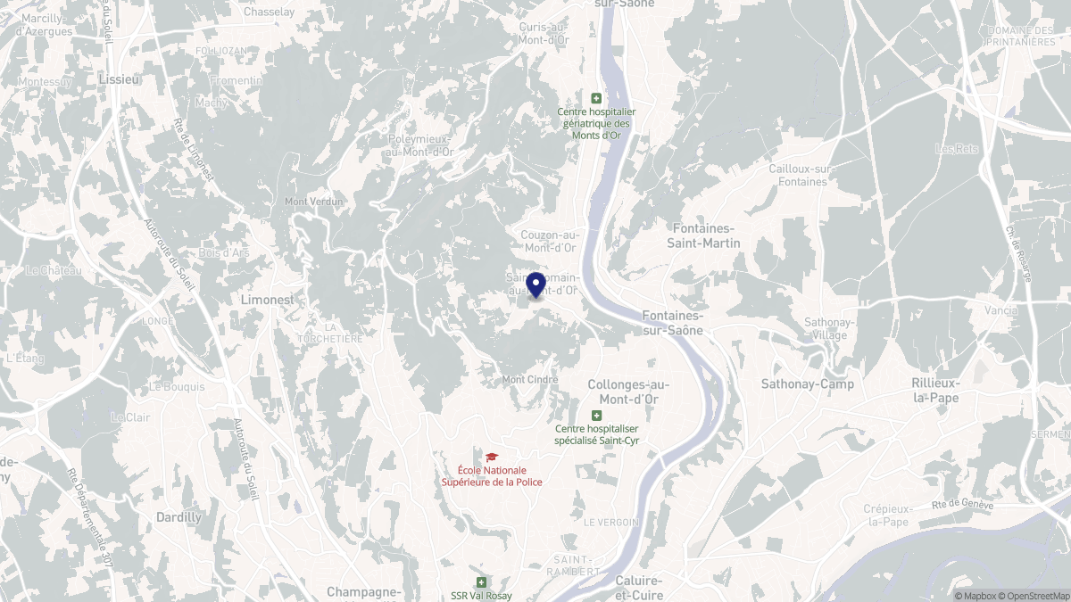 Aperçu cartographique de Saint-Romain-au-Mont-d'Or, centré sur la commune