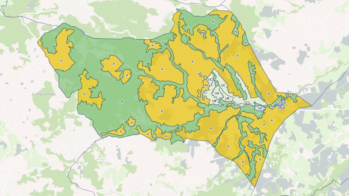 Aperçu cartographique de Thurins, centré sur la commune