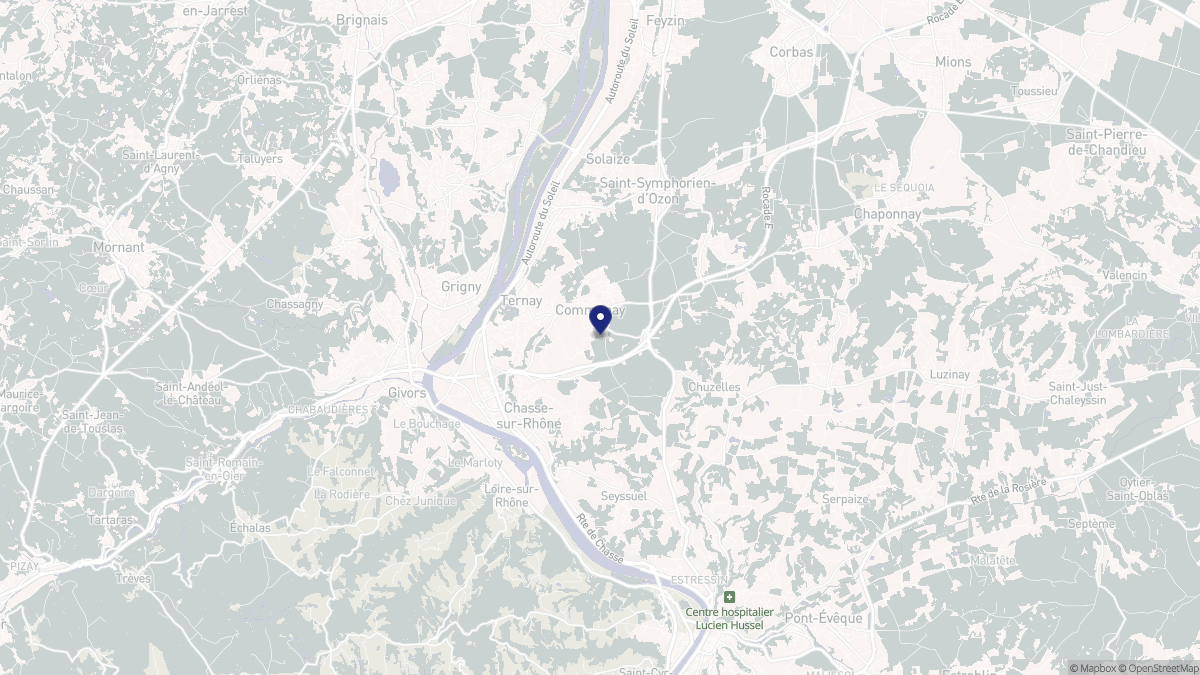 Aperçu cartographique de Communay, centré sur la commune