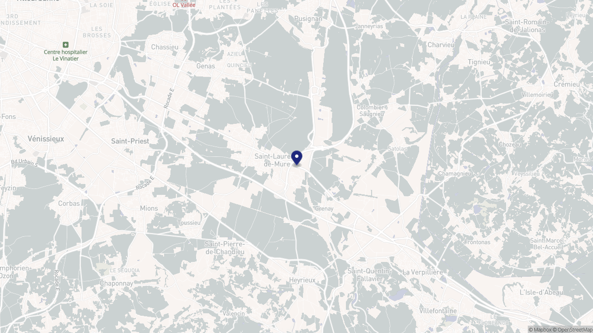 Aperçu cartographique de Saint-Laurent-de-Mure, centré sur la commune