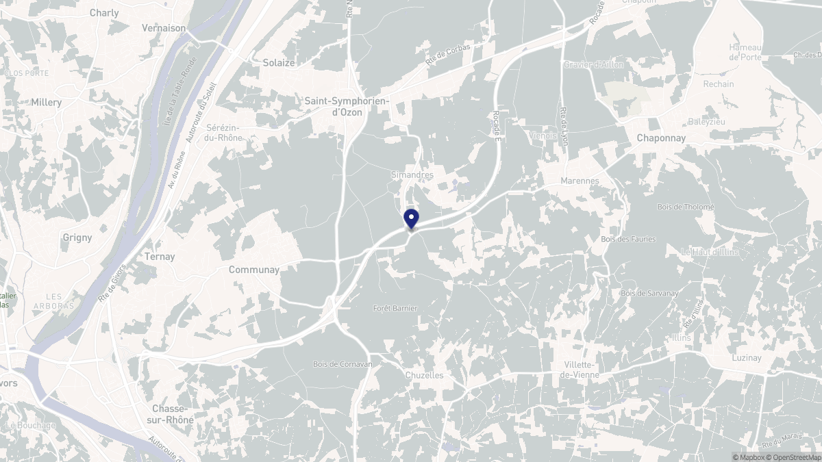 Aperçu cartographique de Simandres, centré sur la commune