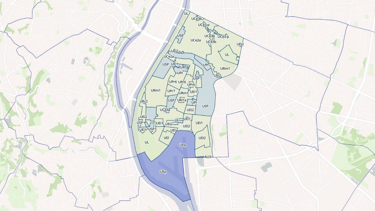 Aperçu cartographique de Lyon 7e Arrondissement, centré sur la commune