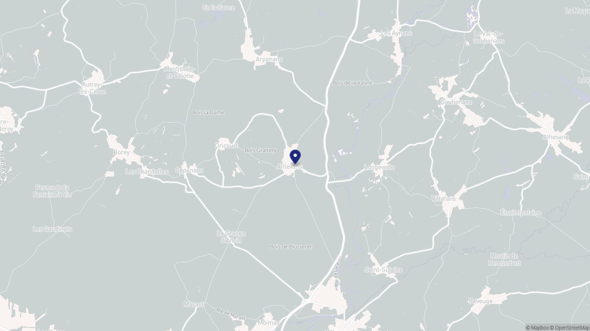 Aperçu cartographique de Aillevans, centré sur la commune
