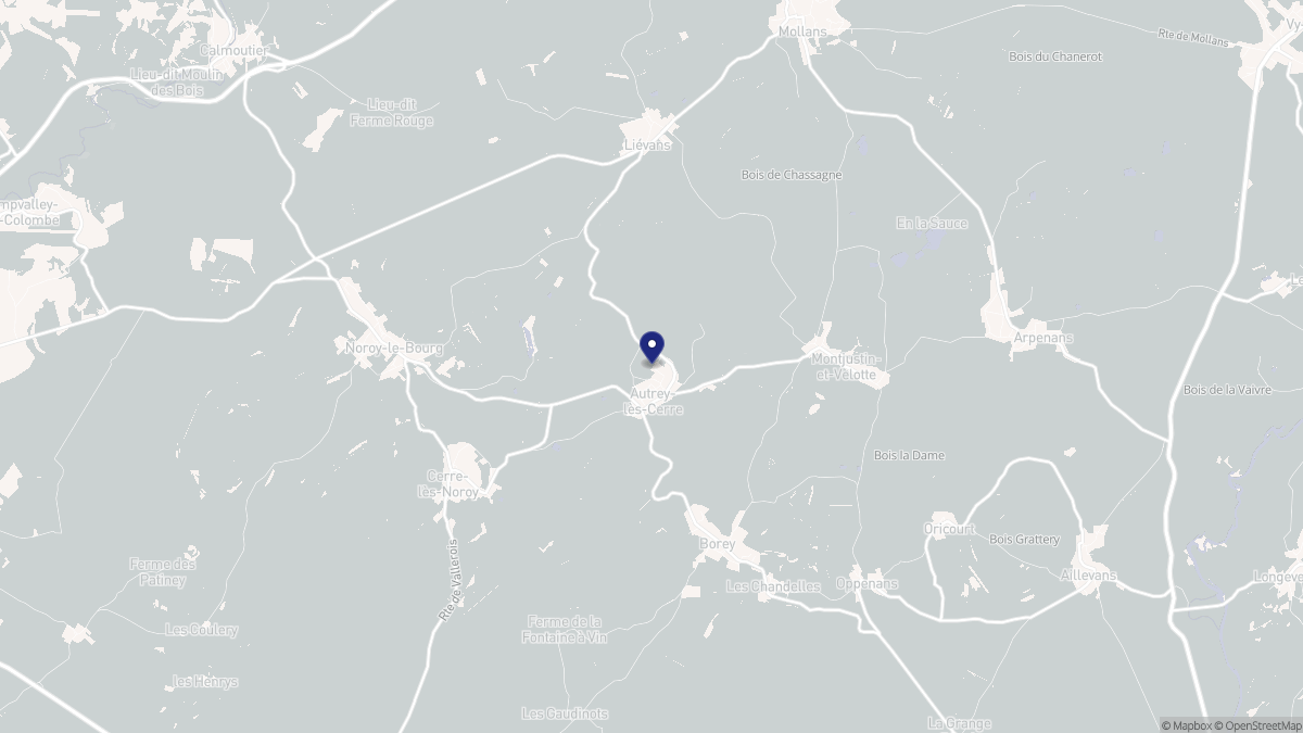 Aperçu cartographique de Autrey-lès-Cerre, centré sur la commune