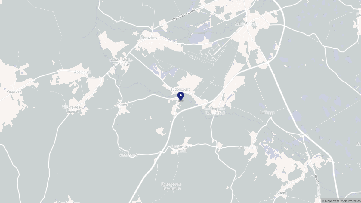 Aperçu cartographique de Baudoncourt, centré sur la commune