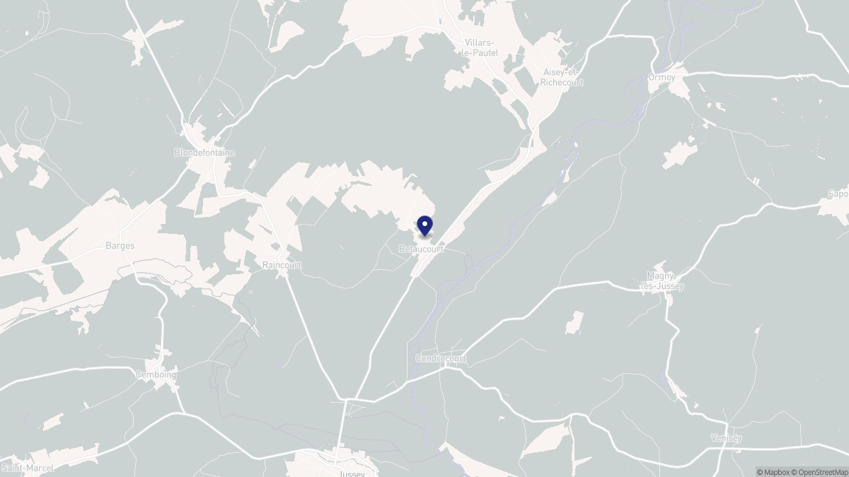 Aperçu cartographique de Betaucourt, centré sur la commune