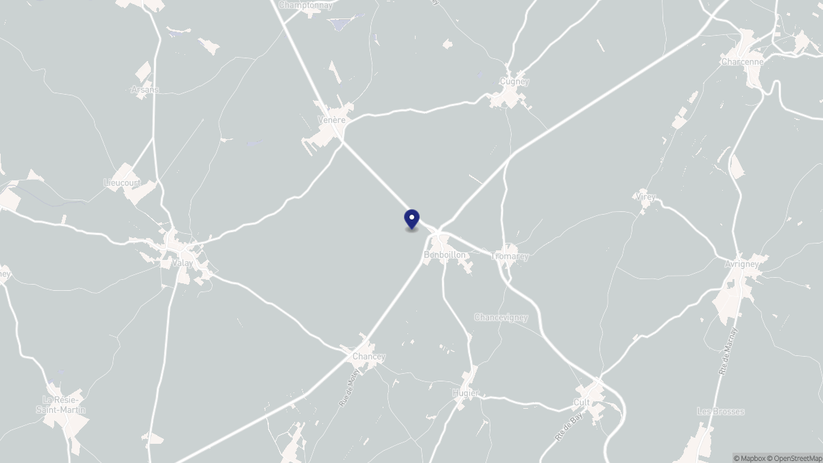 Aperçu cartographique de Bonboillon, centré sur la commune