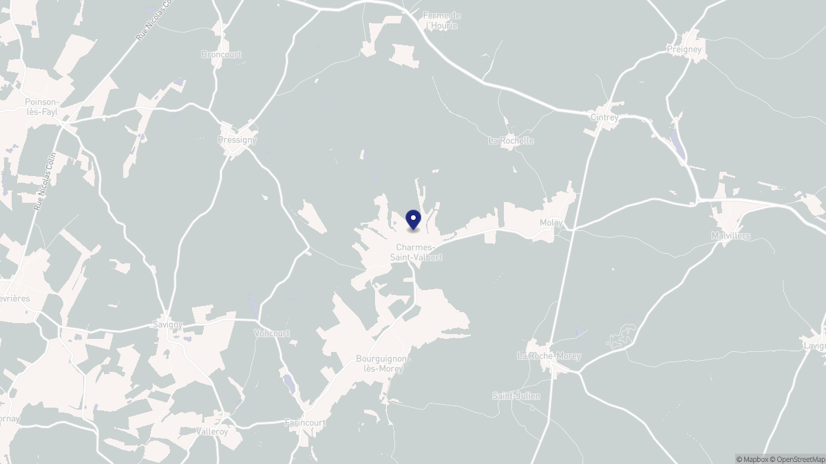 Aperçu cartographique de Charmes-Saint-Valbert, centré sur la commune