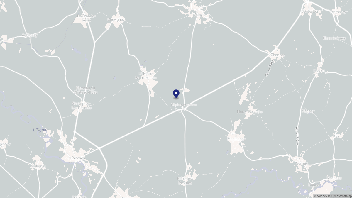 Aperçu cartographique de Chaumercenne, centré sur la commune