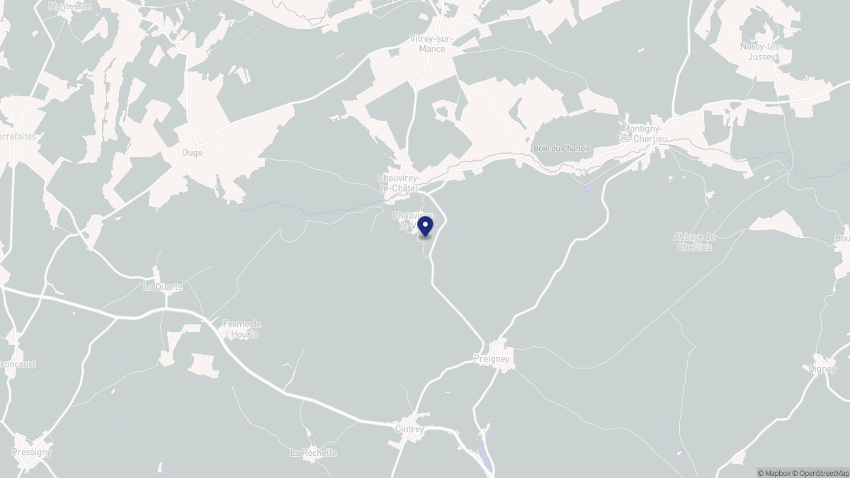 Aperçu cartographique de Chauvirey-le-Vieil, centré sur la commune