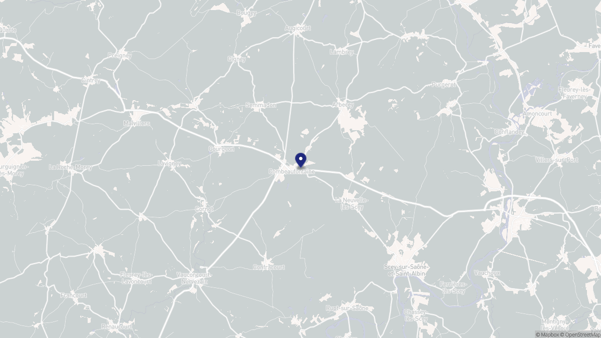 Aperçu cartographique de Combeaufontaine, centré sur la commune
