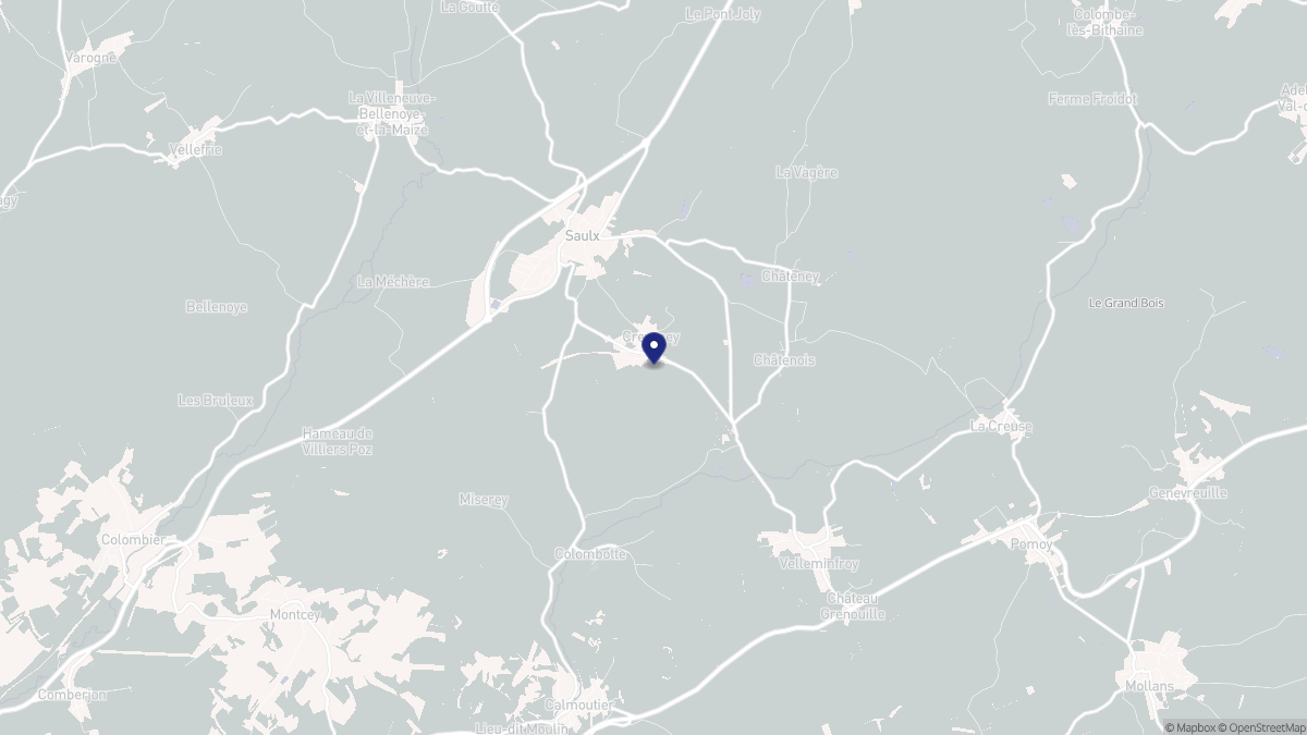 Aperçu cartographique de Creveney, centré sur la commune