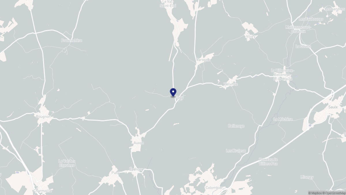 Aperçu cartographique de Flagy, centré sur la commune