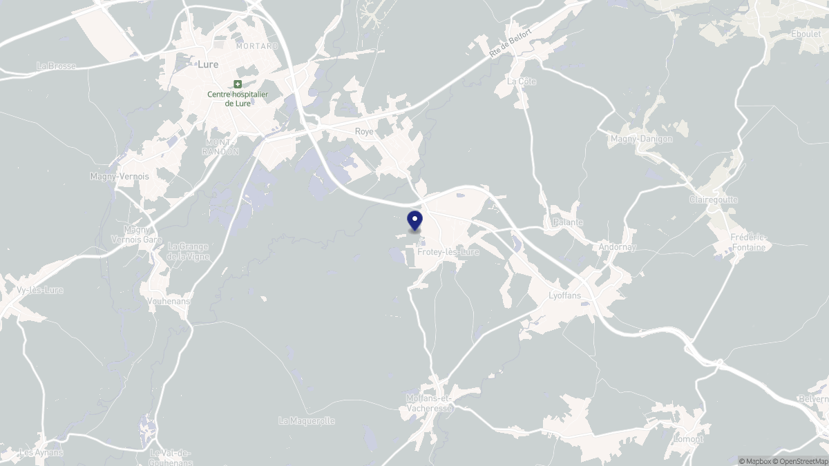 Aperçu cartographique de Frotey-lès-Lure, centré sur la commune