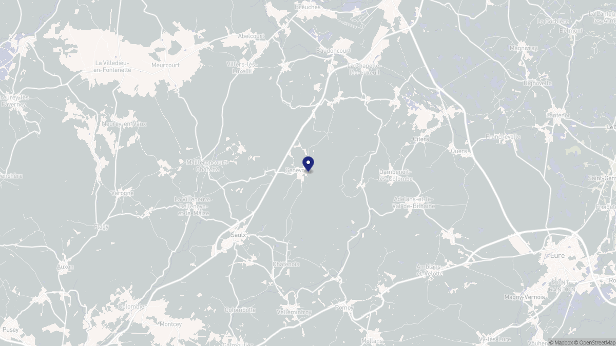 Aperçu cartographique de Genevrey, centré sur la commune