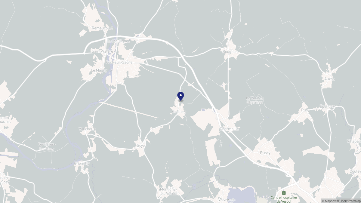 Aperçu cartographique de Grattery, centré sur la commune