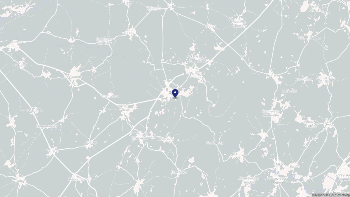 Aperçu cartographique de Gy, centré sur la commune