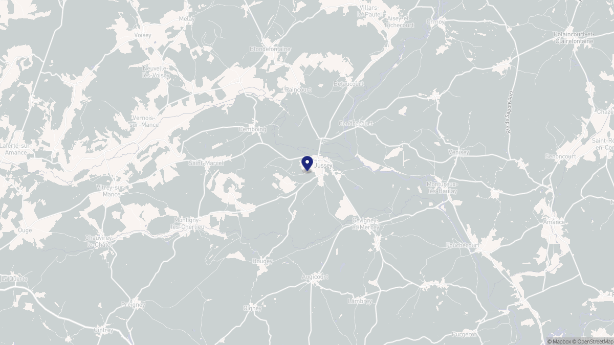 Aperçu cartographique de Jussey, centré sur la commune