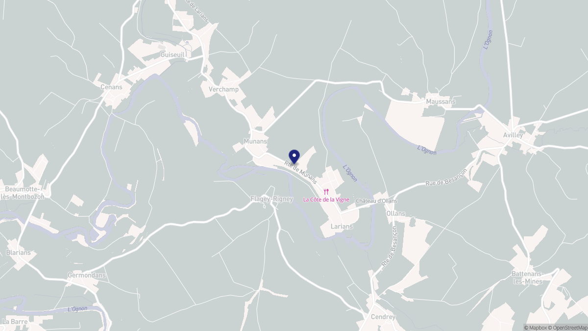 Aperçu cartographique de Larians-et-Munans, centré sur la commune