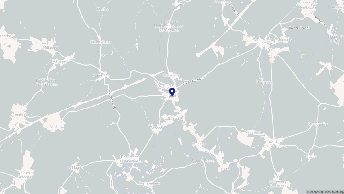 Aperçu cartographique de Loulans-Verchamp, centré sur la commune