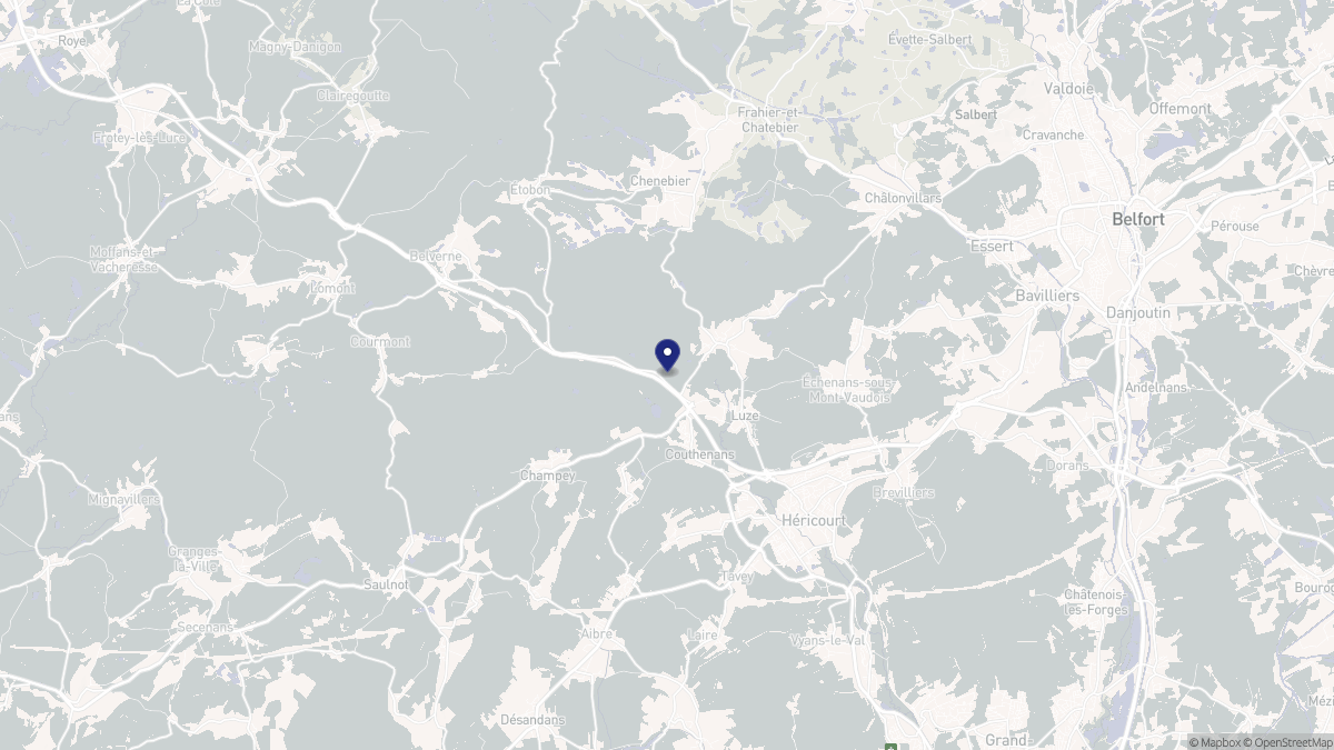 Aperçu cartographique de Luze, centré sur la commune