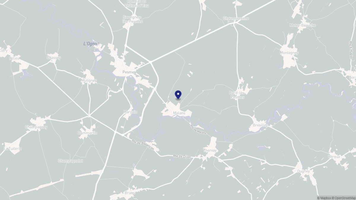Aperçu cartographique de Malans, centré sur la commune