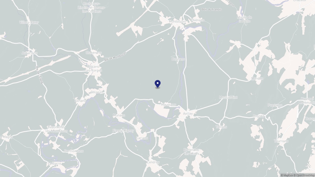 Aperçu cartographique de Maussans, centré sur la commune