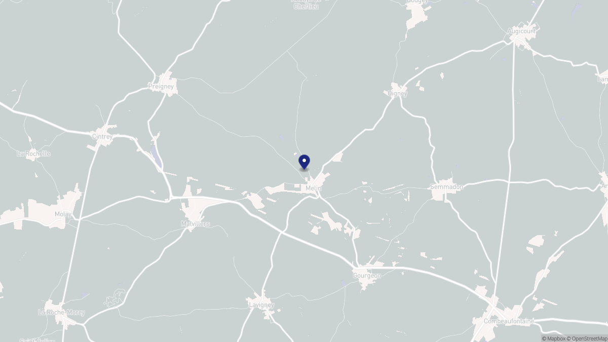 Aperçu cartographique de Melin, centré sur la commune