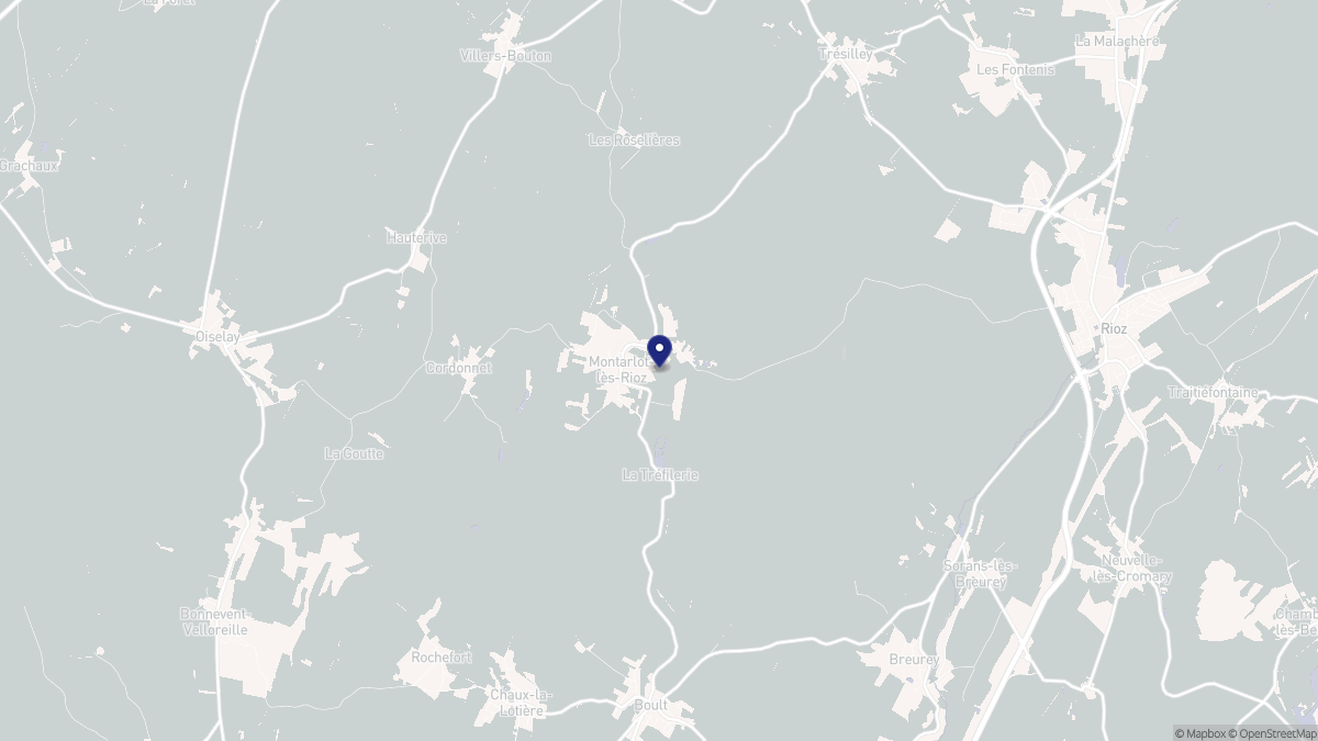 Aperçu cartographique de Montarlot-lès-Rioz, centré sur la commune