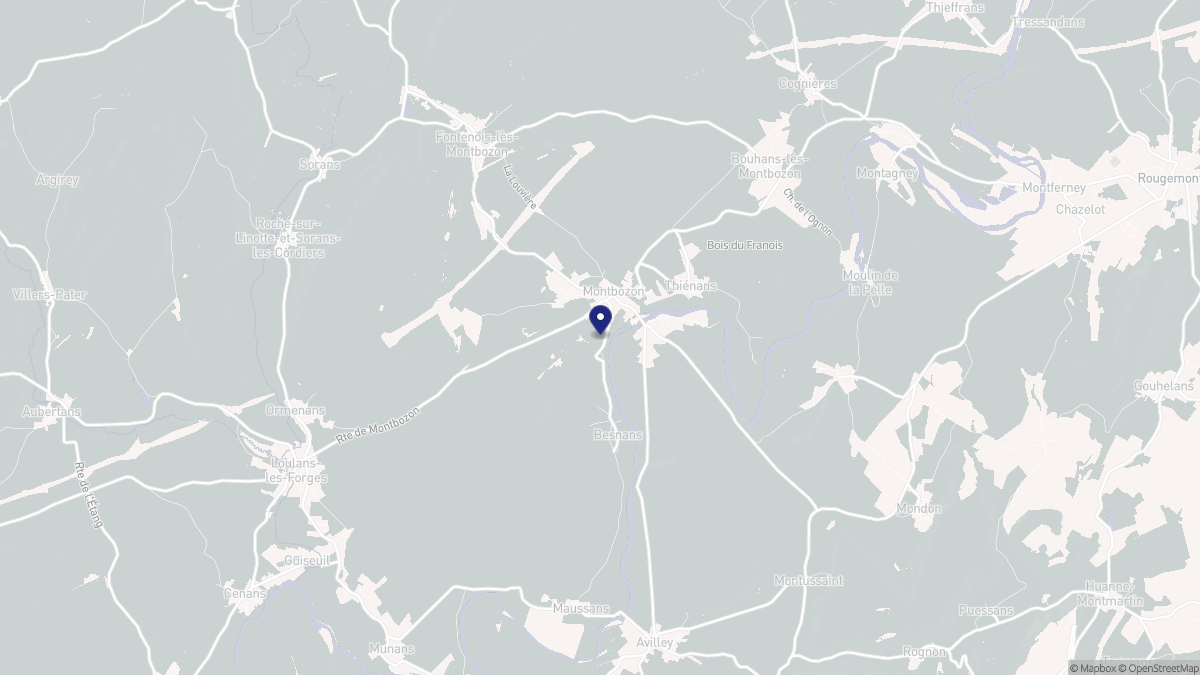 Aperçu cartographique de Montbozon, centré sur la commune