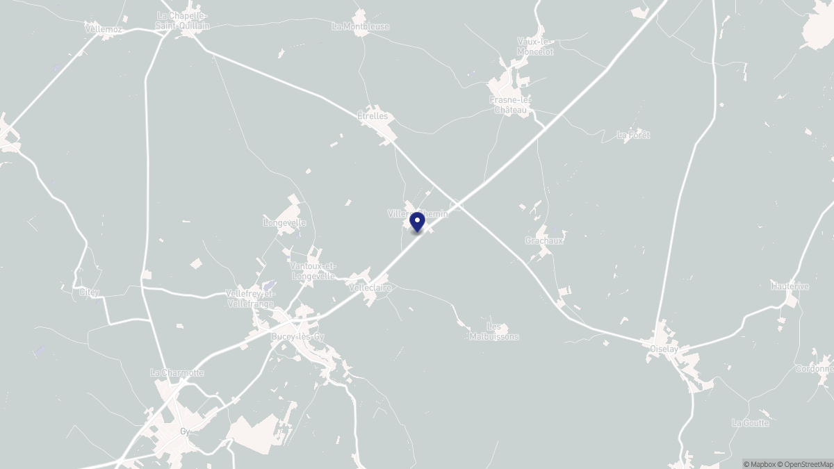 Aperçu cartographique de Villers-Chemin-et-Mont-lès-Étrelles, centré sur la commune