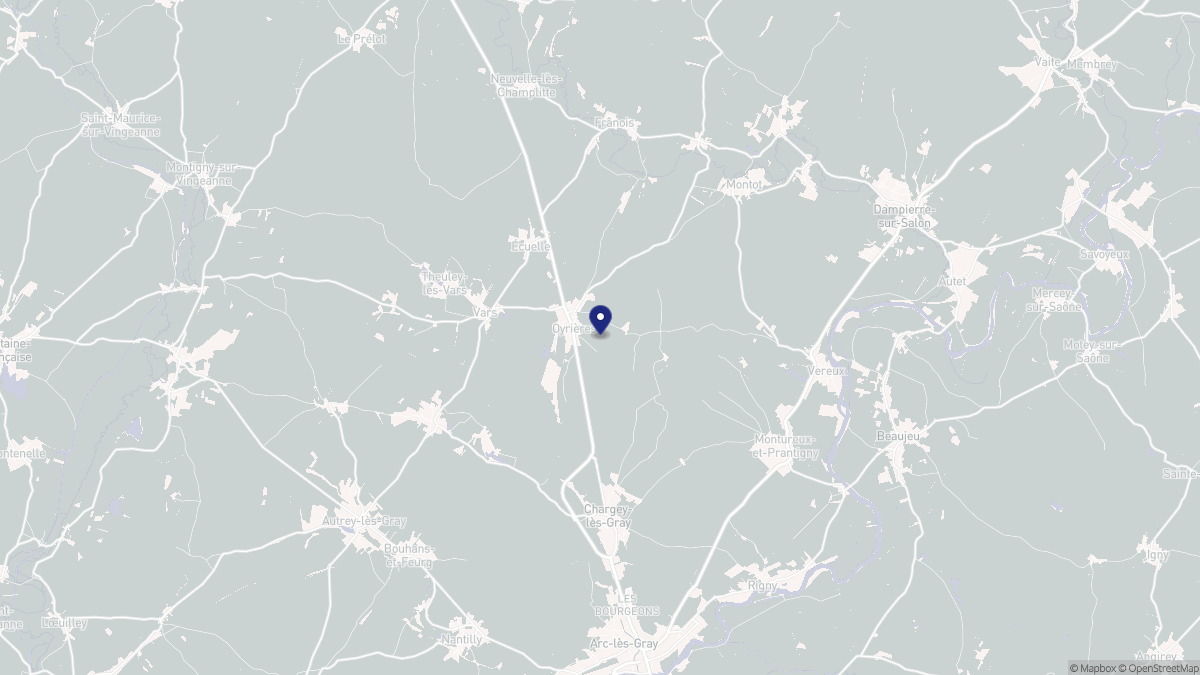 Aperçu cartographique de Oyrières, centré sur la commune