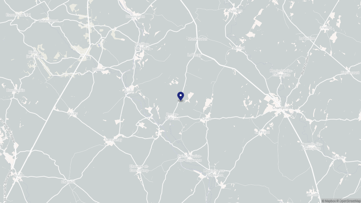 Aperçu cartographique de Percey-le-Grand, centré sur la commune