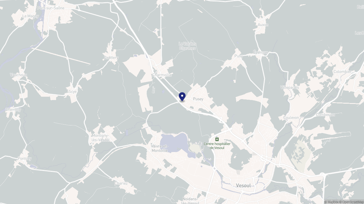 Aperçu cartographique de Pusey, centré sur la commune