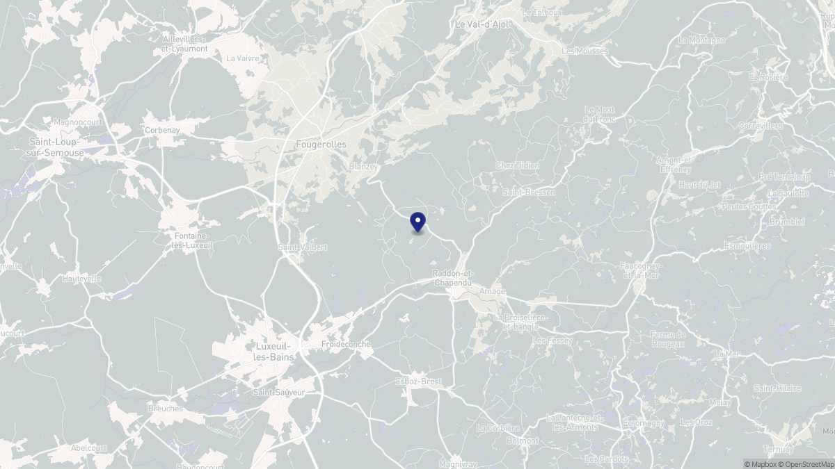 Aperçu cartographique de Raddon-et-Chapendu, centré sur la commune