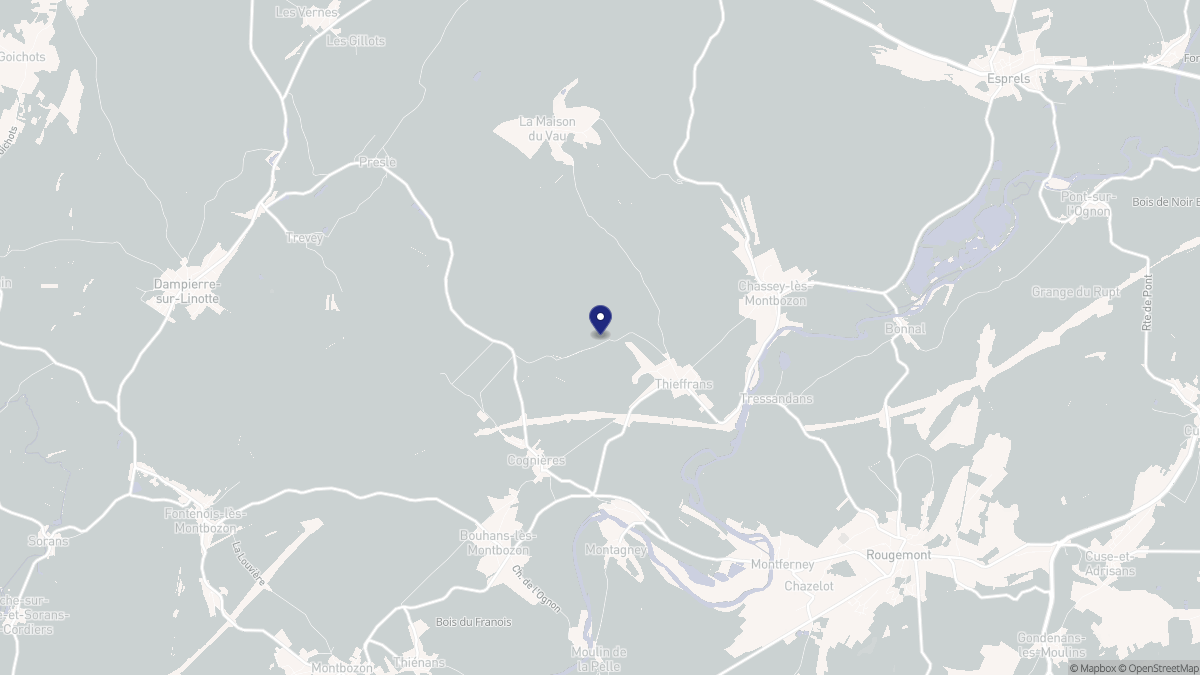 Aperçu cartographique de Thieffrans, centré sur la commune