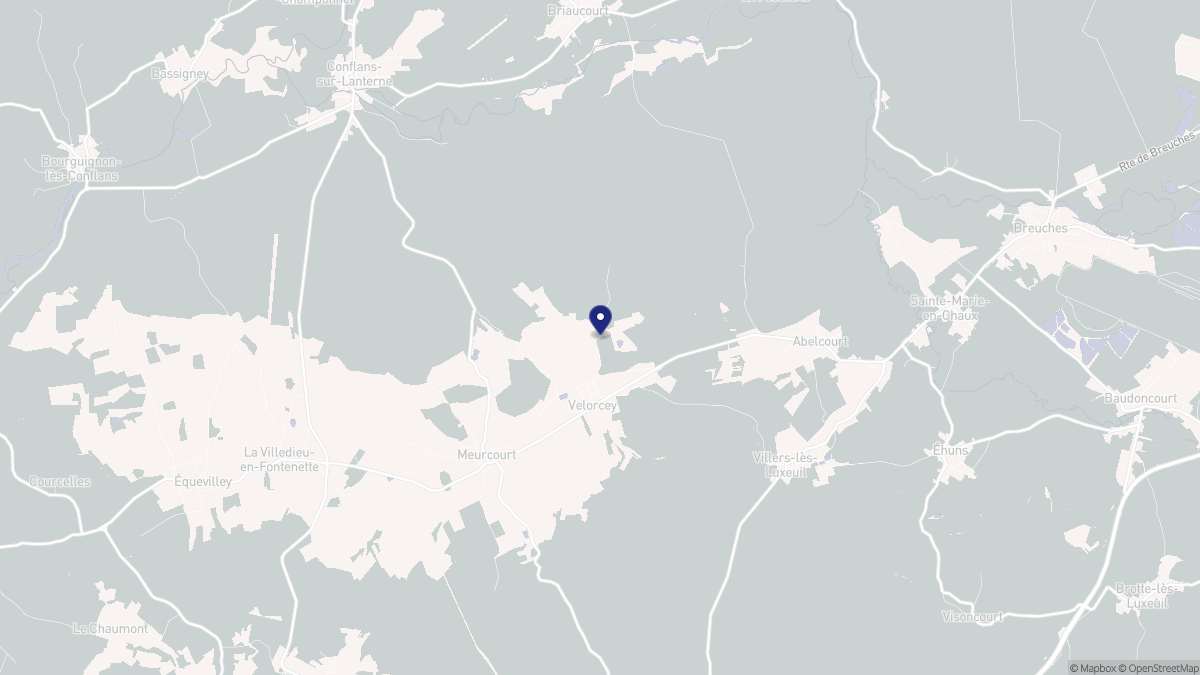 Aperçu cartographique de Velorcey, centré sur la commune