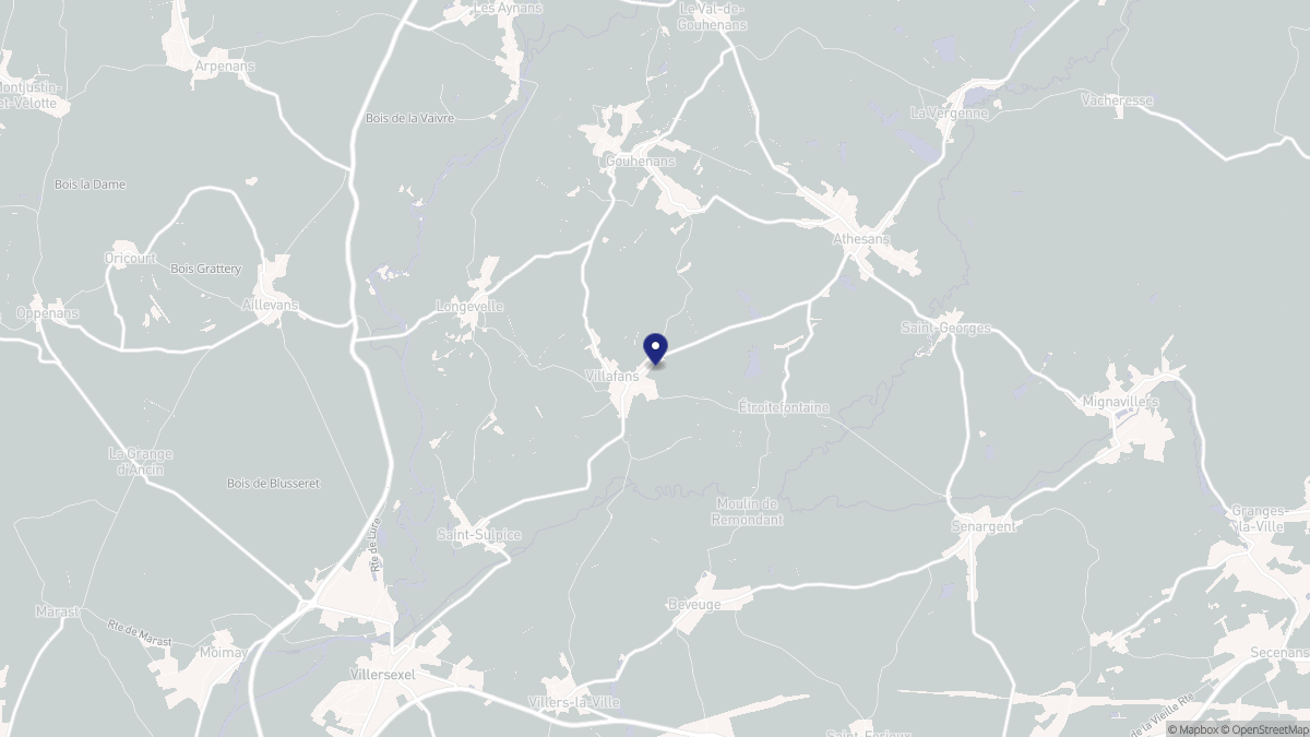 Aperçu cartographique de Villafans, centré sur la commune