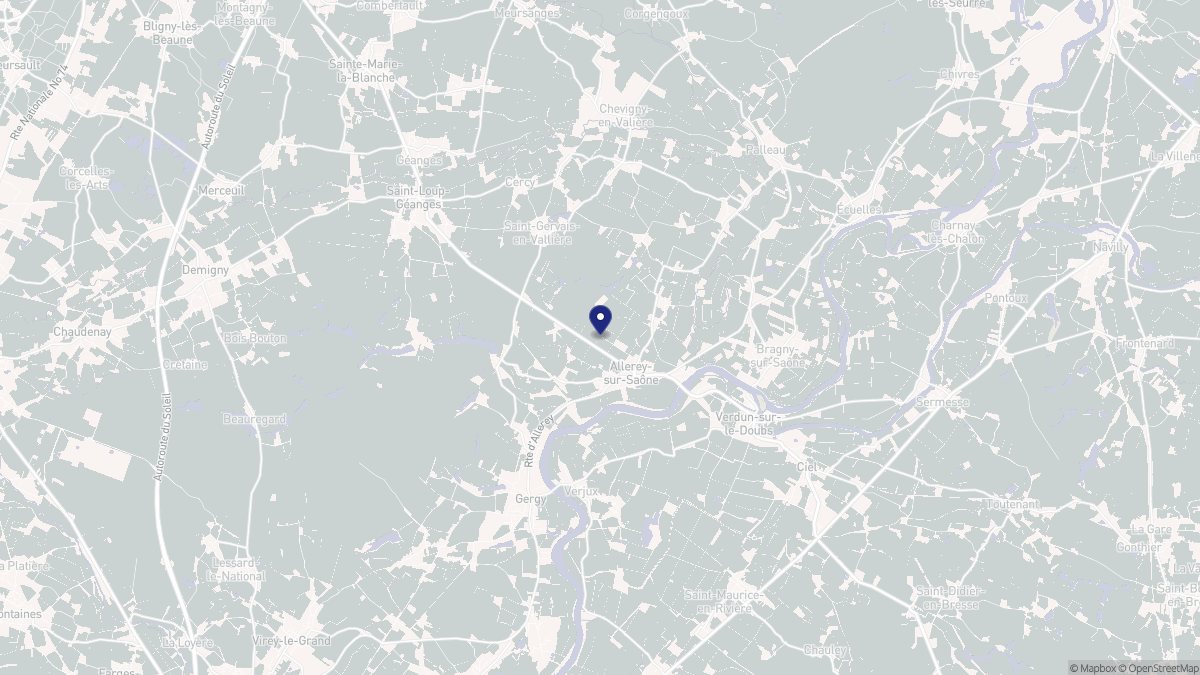 Aperçu cartographique de Allerey-sur-Saône, centré sur la commune