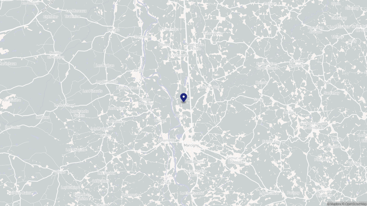 Aperçu cartographique de Baugy, centré sur la commune