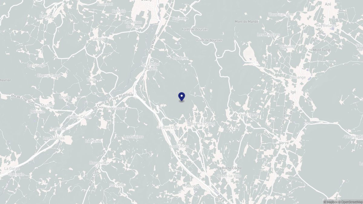 Aperçu cartographique de Berzé-le-Châtel, centré sur la commune