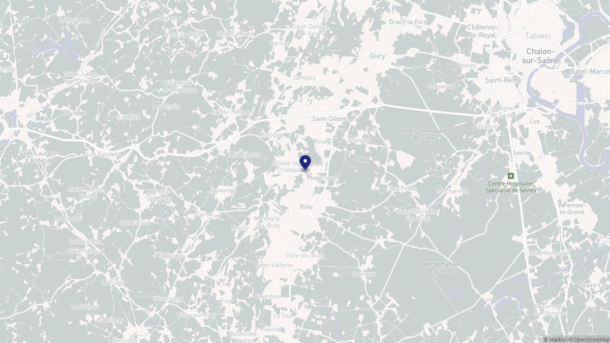 Aperçu cartographique de Bissey-sous-Cruchaud, centré sur la commune