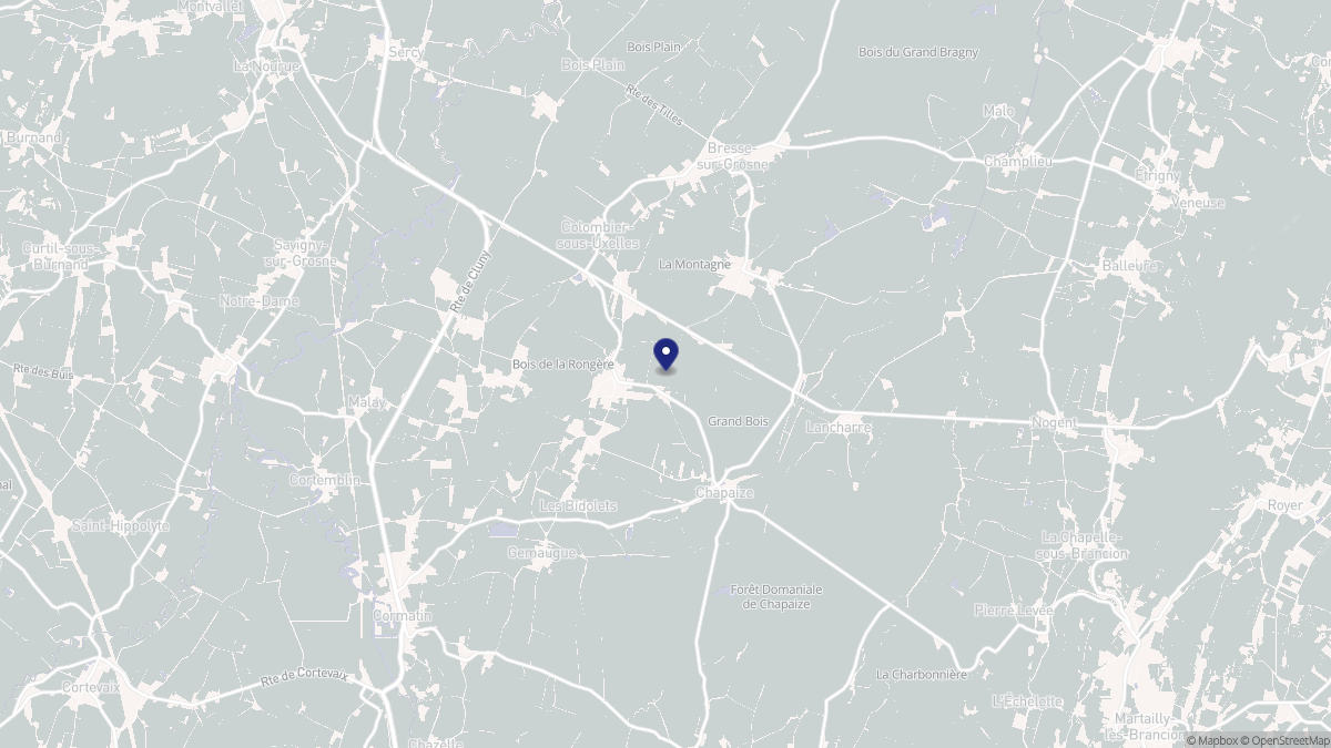 Aperçu cartographique de Bissy-sous-Uxelles, centré sur la commune